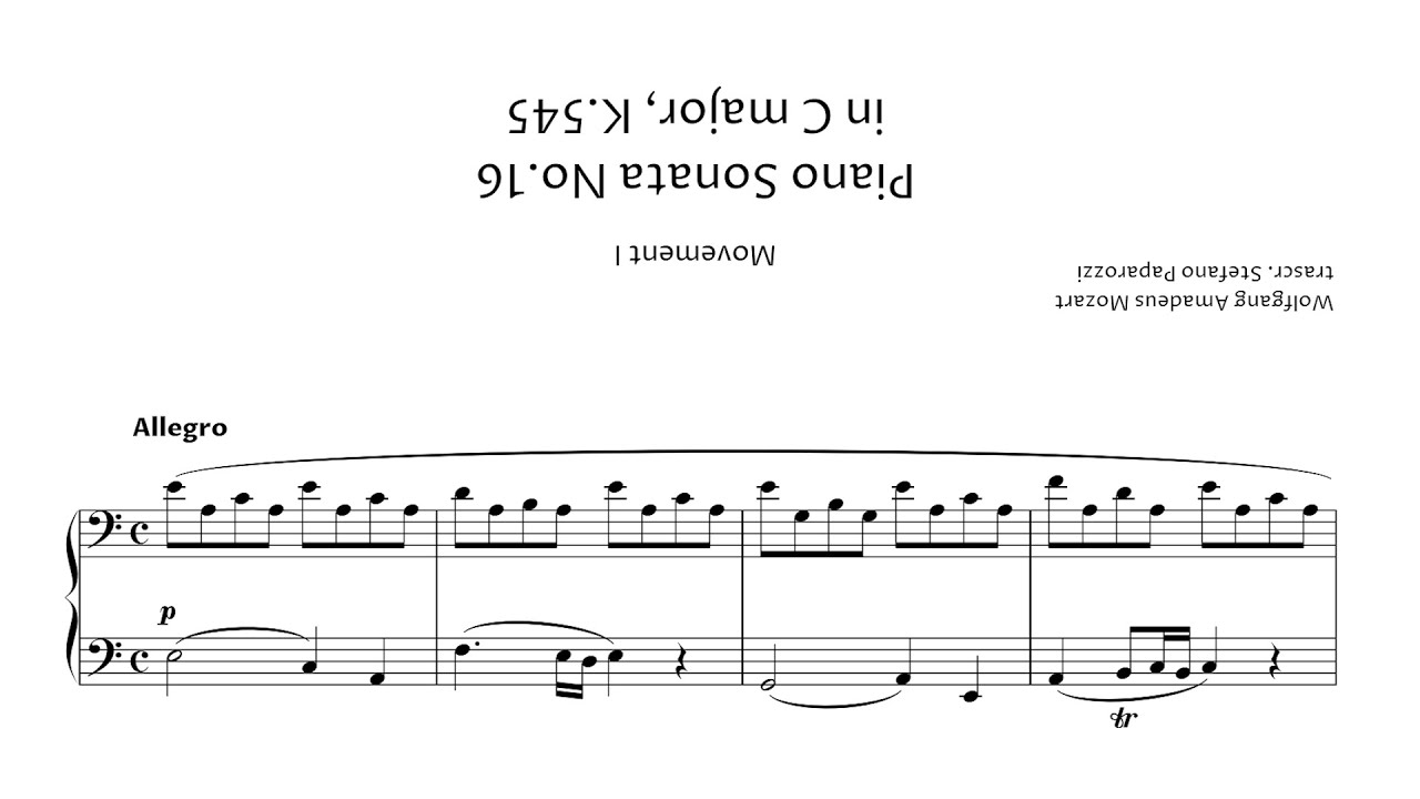 W. A. Mozart's Sonata Facile in C major, but it's Upside-down 🔄