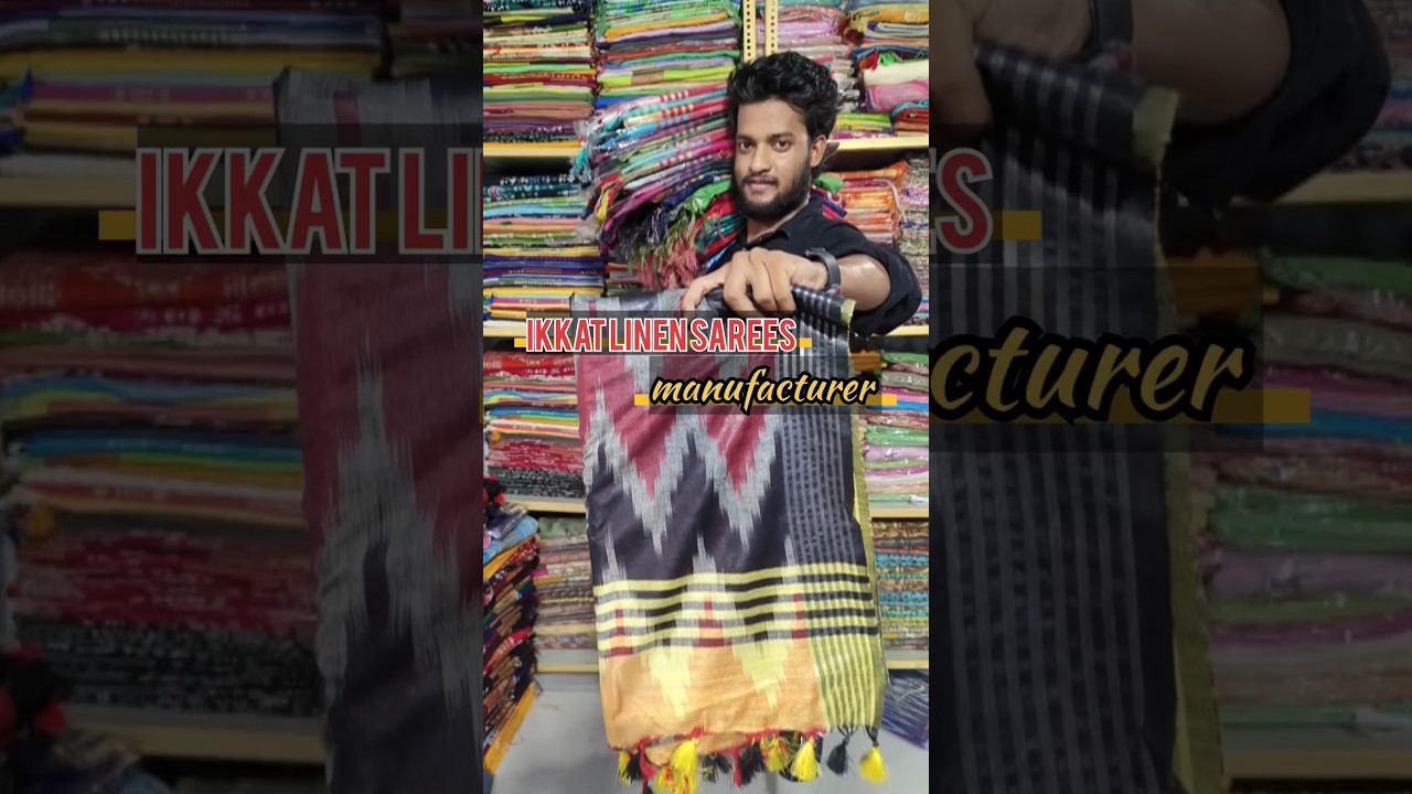 ikkat sarees manufacturers 💫 linen cotton ikkat sarees #ikkatsarees