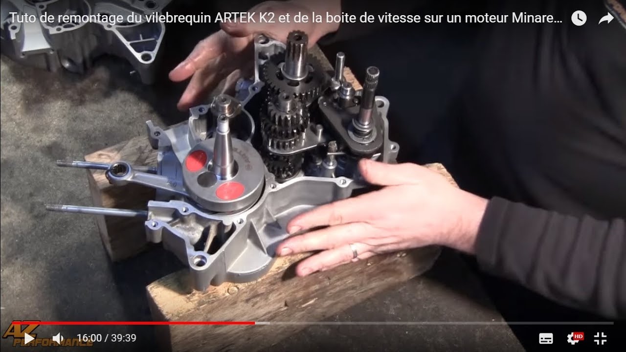 Tuto montage du vilebrequin ARTEK K2 et de la boite de vitesse sur un moteur Minarelli AM6
