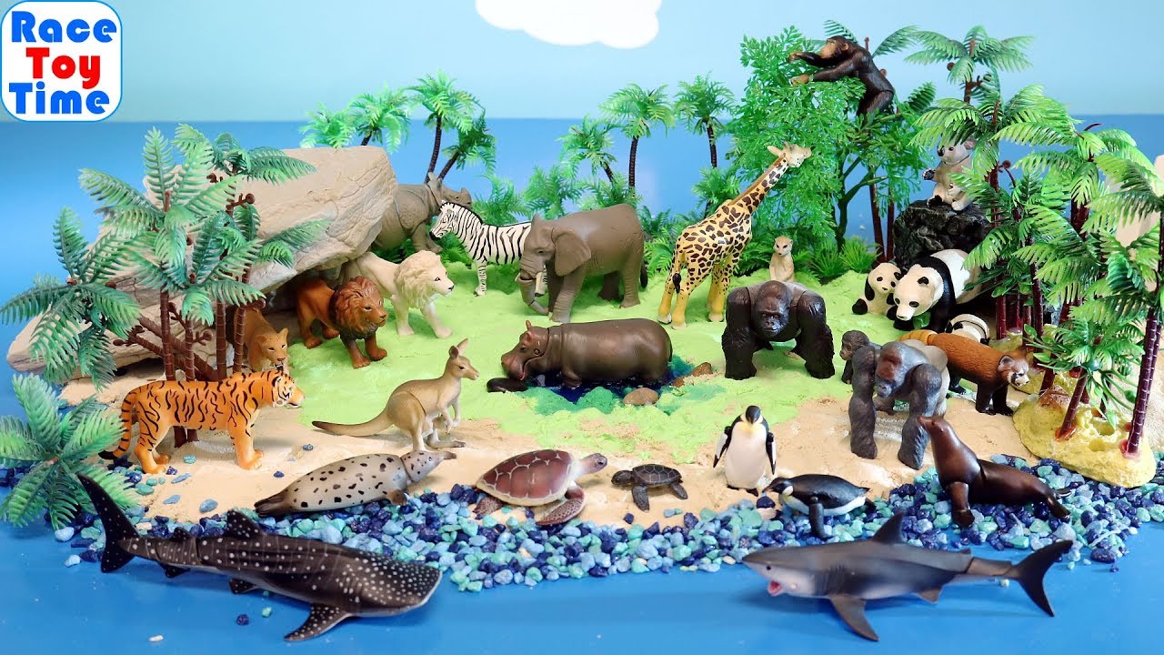 Wild Animal Toys in an Island - Learn Wild Animal Names for kids