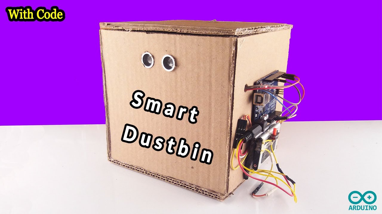How to make a smart dustbin Arduino | Low cost smart dustbin Arduino [Cardboard]