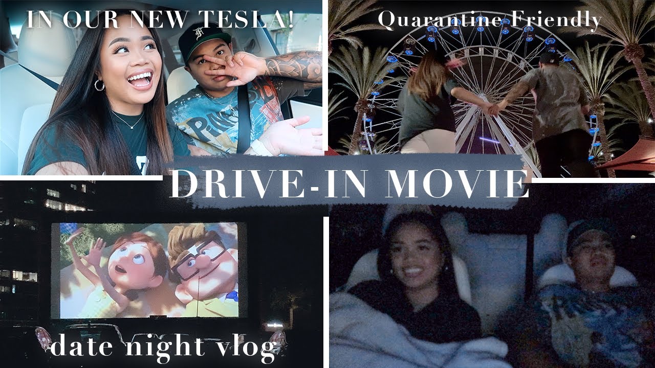 Drive-in Movie Date in our new Tesla! | Quarantine Friendly Date Idea (Vlog)