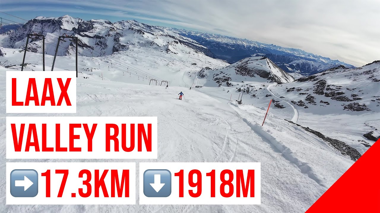 LAAX, Longest Ski Run (17.3km, 1918m Descent, Vorab Glacier, Valley Run to Flims) #1 🇨🇭