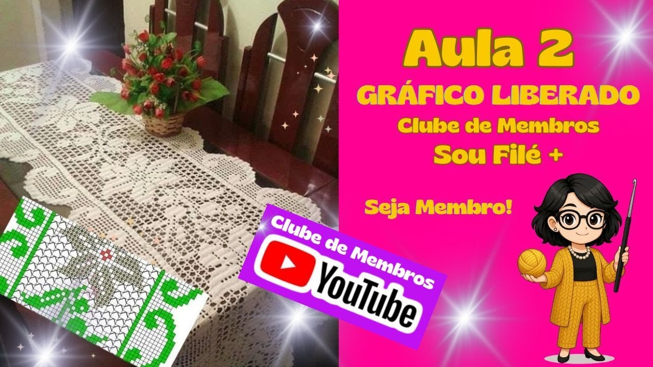 GRÁFICO Diamante 427 Caminho de Mesa Crochê Filé passo a passo - AULA 2- Clubinho de Maio 2025