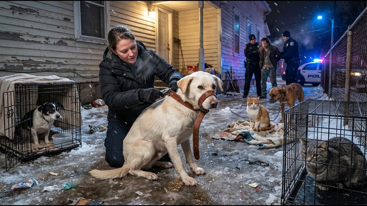 Dog Muzzled, Others Left Outside in Freezing Cold—Police Rescue the Pack | Owner Arrested