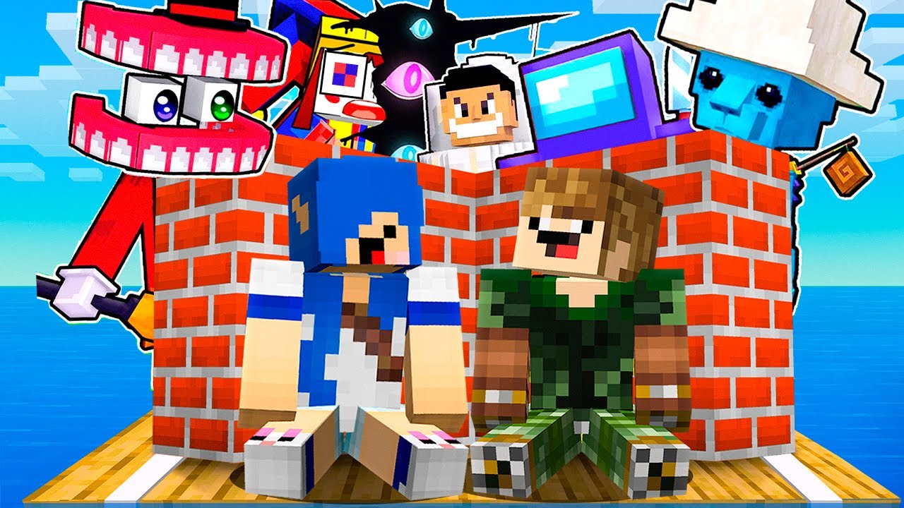 Construa pra Sobreviver de MONSTROS no RAFT MEIO DO MAR MINECRAFT!