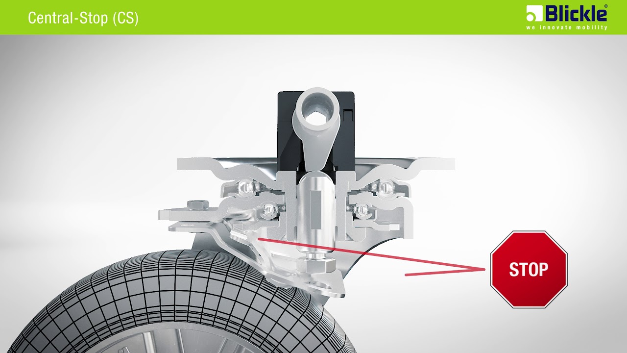 Blickle locking system: Central Stop (CS) | castors with brakes