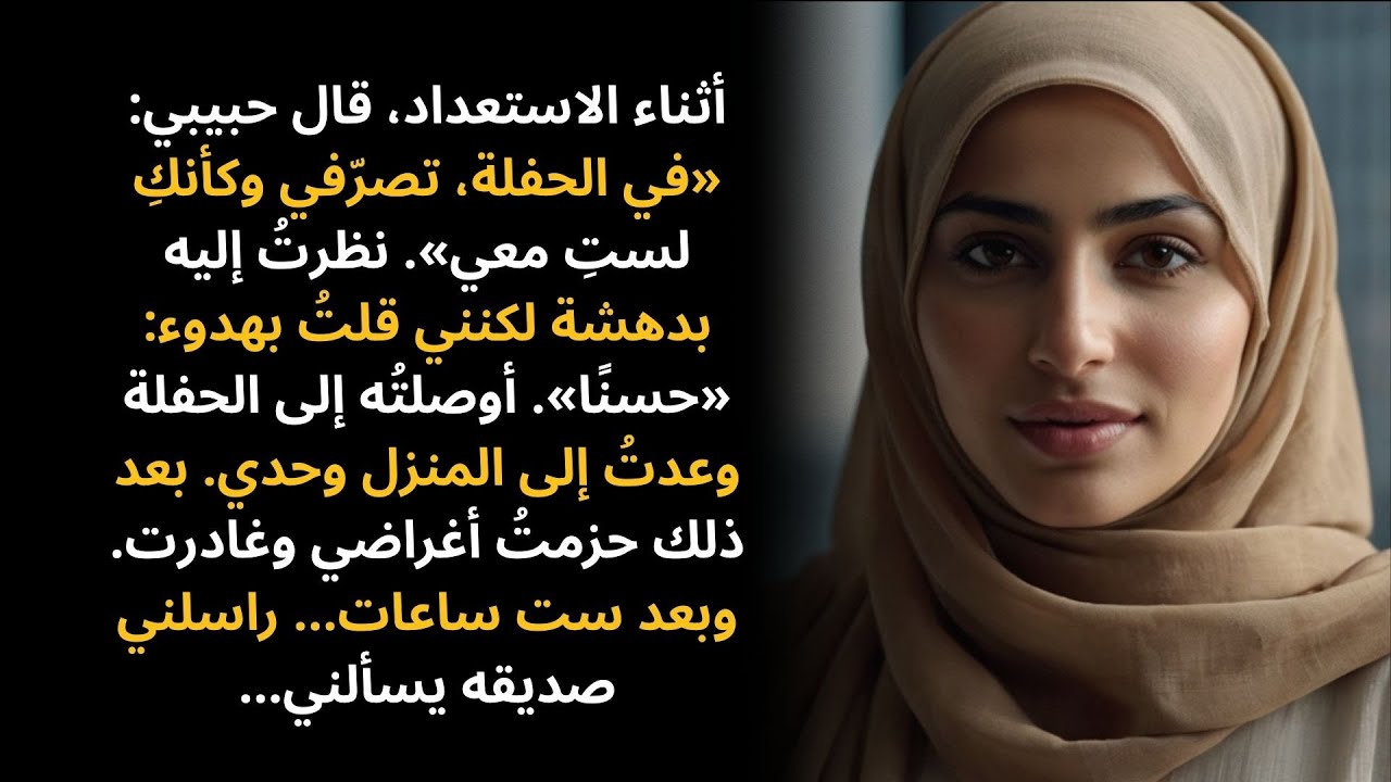أثناء الاستعداد، قال حبيبي: «في الحفلة، تصرّفي وكأنكِ لستِ معي». نظرتُ إليه بدهشة…