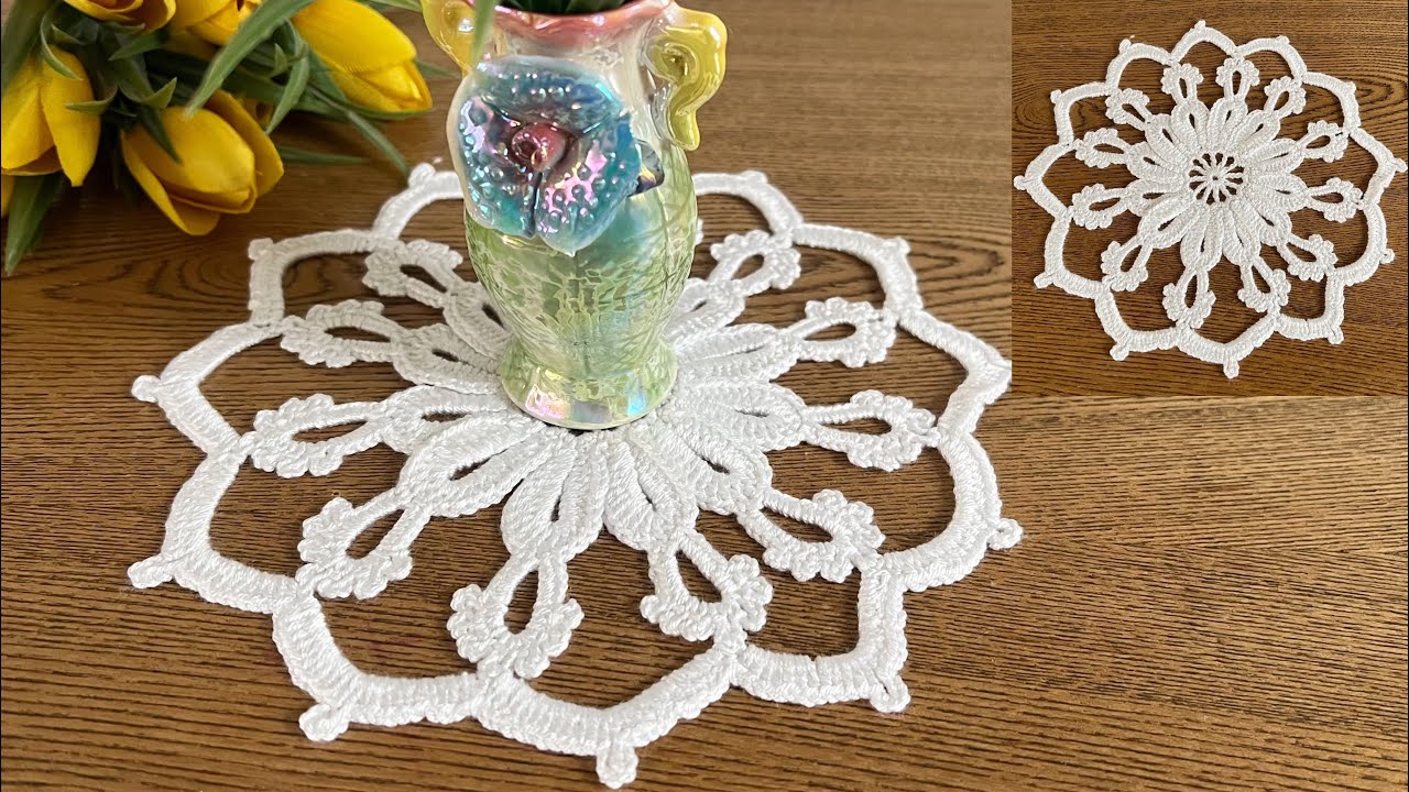 آموزش قلاببافی : فوق العاده ! چقدر این رومیزی ساده و زیباس و راحت بافته میشه #crochet
