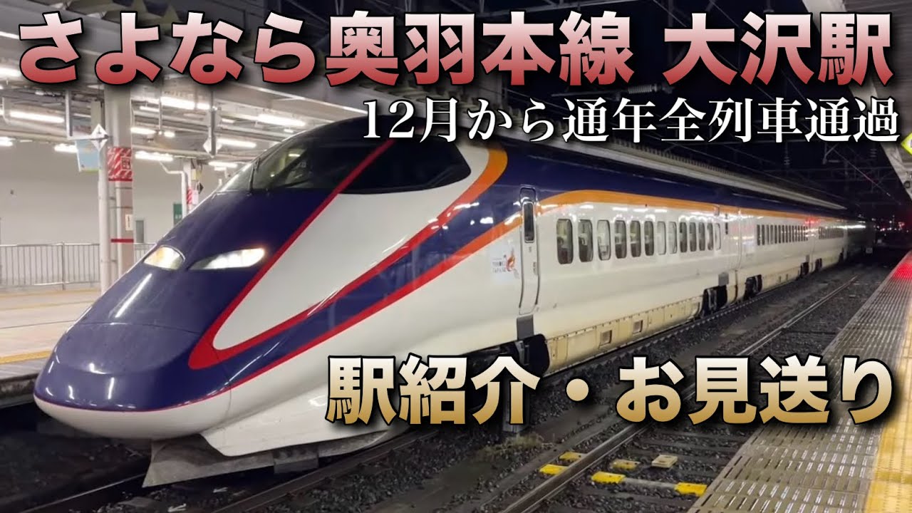 【事実上の廃駅】在来線・山形新幹線お見送り(E3系L65銀つばさ登場)ライブin奥羽本線 大沢駅 2024.11.16【夜中の元スイッチバック秘境駅】