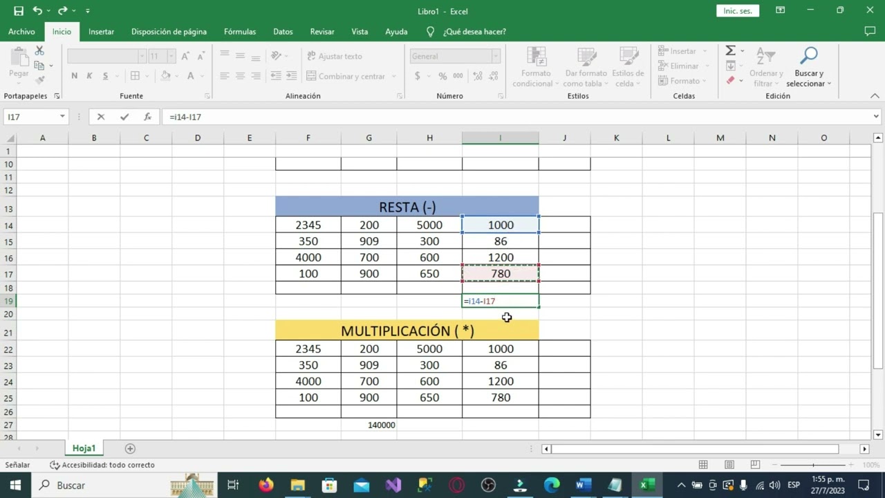 Como Sumar, Restar, Multiplicar y Dividir En Excel (Cualquier Office )