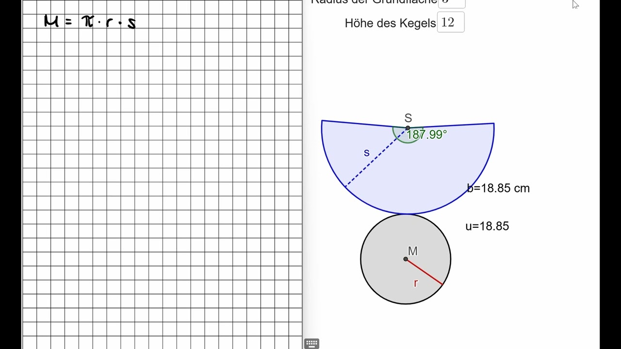 Digitales Regelheft - Kegel Volumen und Oberfläche