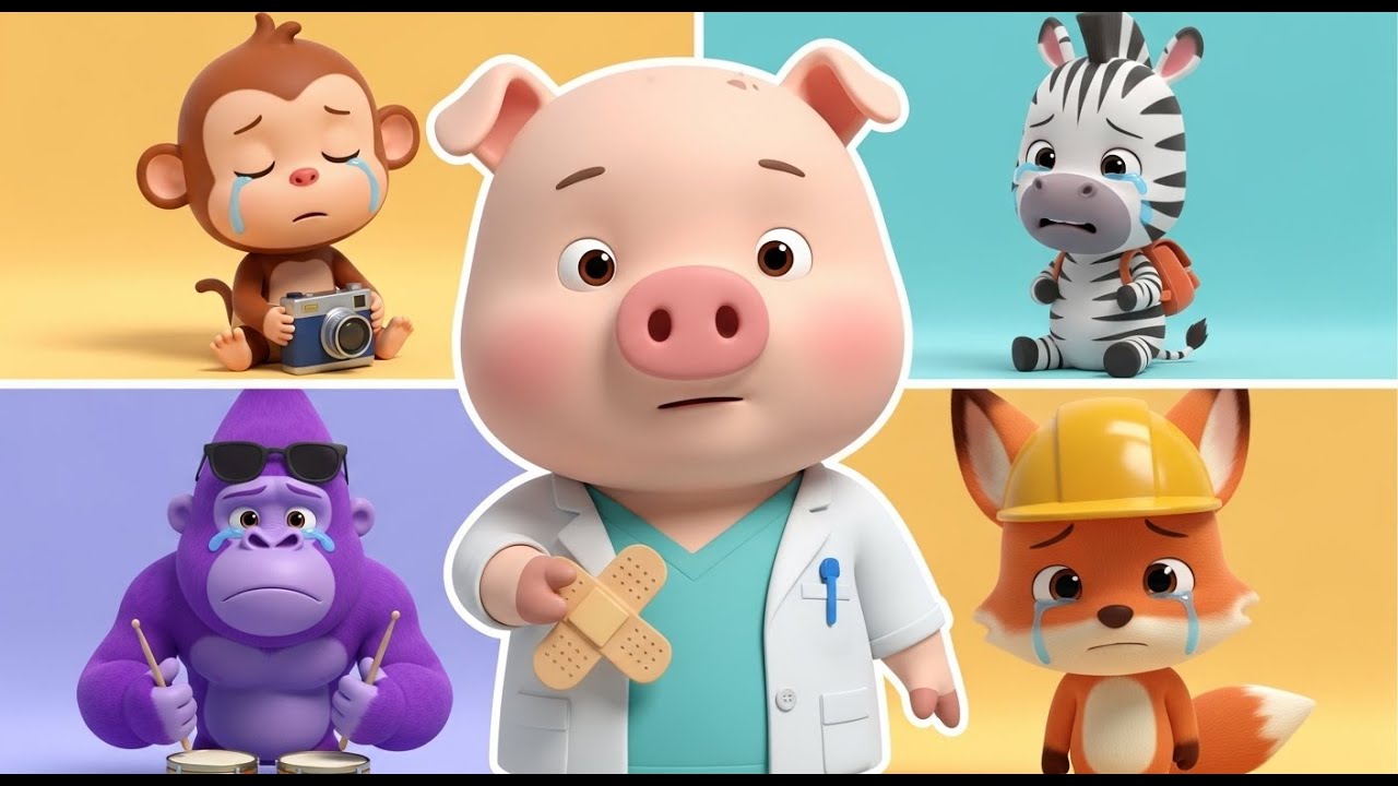 ABC Animals Alphabet Song for Kids | Ouchie! Boo Boo Song Compilation 🩹  | Little Kitten Learn