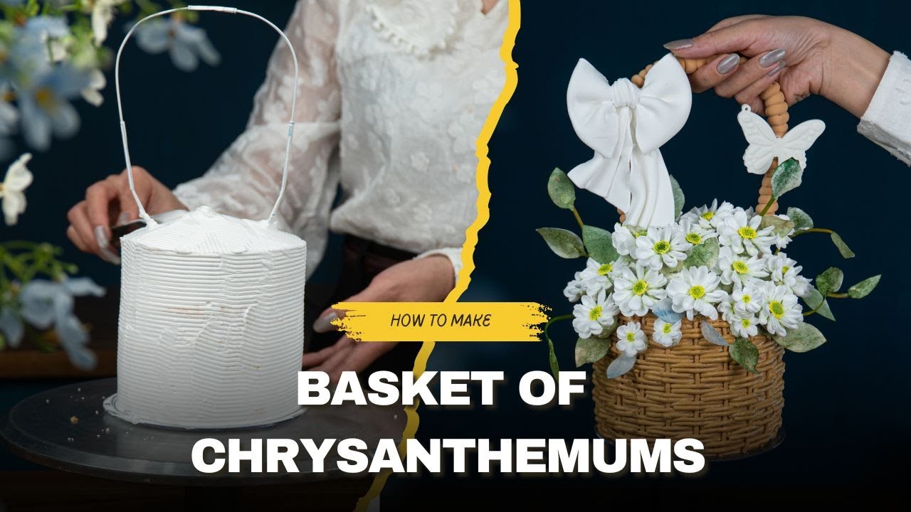 Hướng Dẫn Làm Bánh Tạo Hình Giỏ Hoa Cúc Họa Mi Đẹp Mắt| How to Make a Daisy Basket Cake Step-by-Step