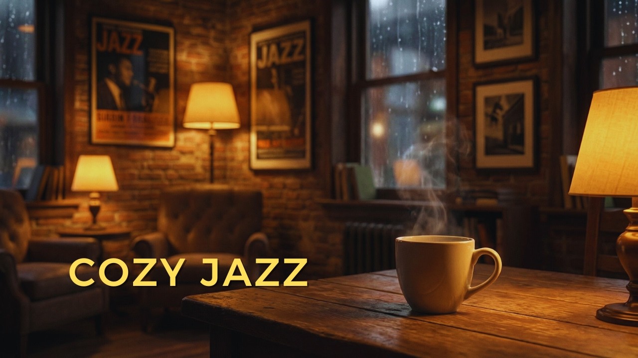Cozy Rainy Café Piano Jazz ☕ Warm Night Smooth Jazz for Relaxing