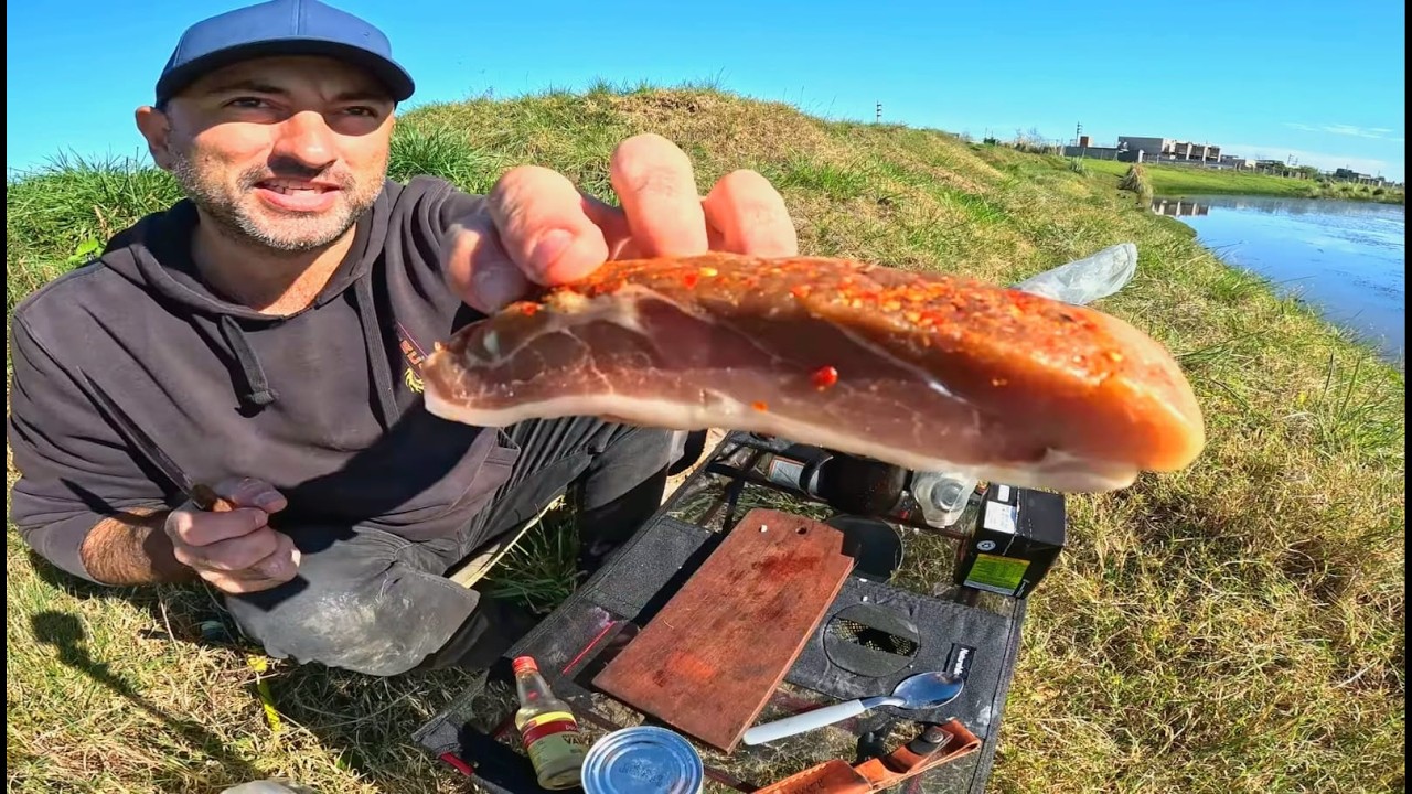 Pesca y cocina en hermosa laguna. Armo mini campamento, cocino y pesco, Pesca urbana outdoors