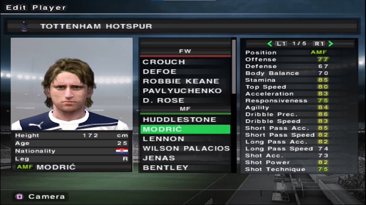 PES 2011 - Tottenham - Stats - PS2