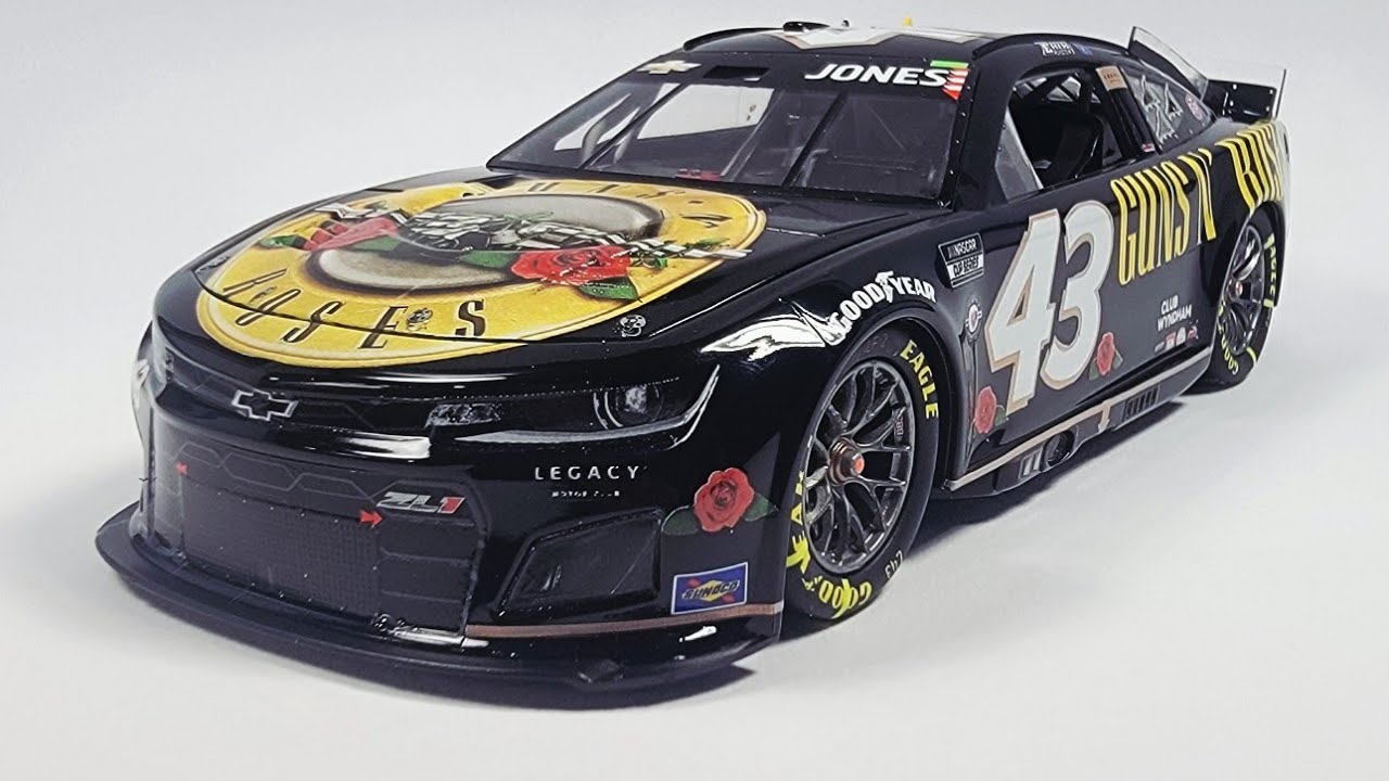 Salvinos JR Chevy Camaro ZL1 built as Erik Jones's #43 Guns 'N Roses car. Photo montage video