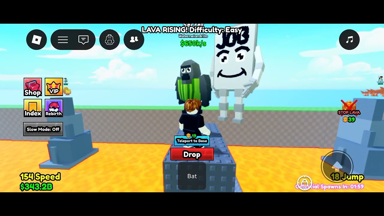 My  goal is to get celestial in survive lava for the brainrod