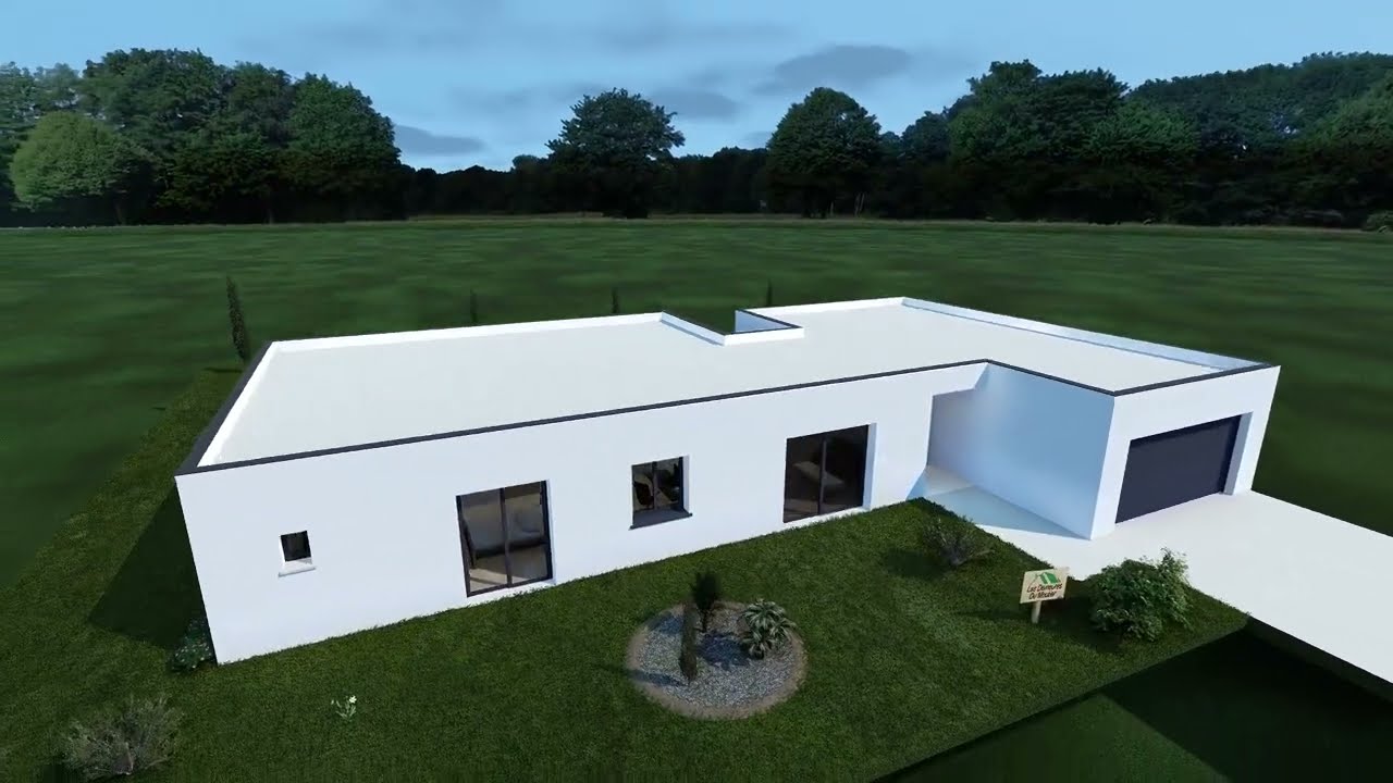 Visite d'une maison en toit plat (int&eacute;rieure et ext&eacute;rieure) 161 m&sup2; habitable + garage  31 m&sup2;