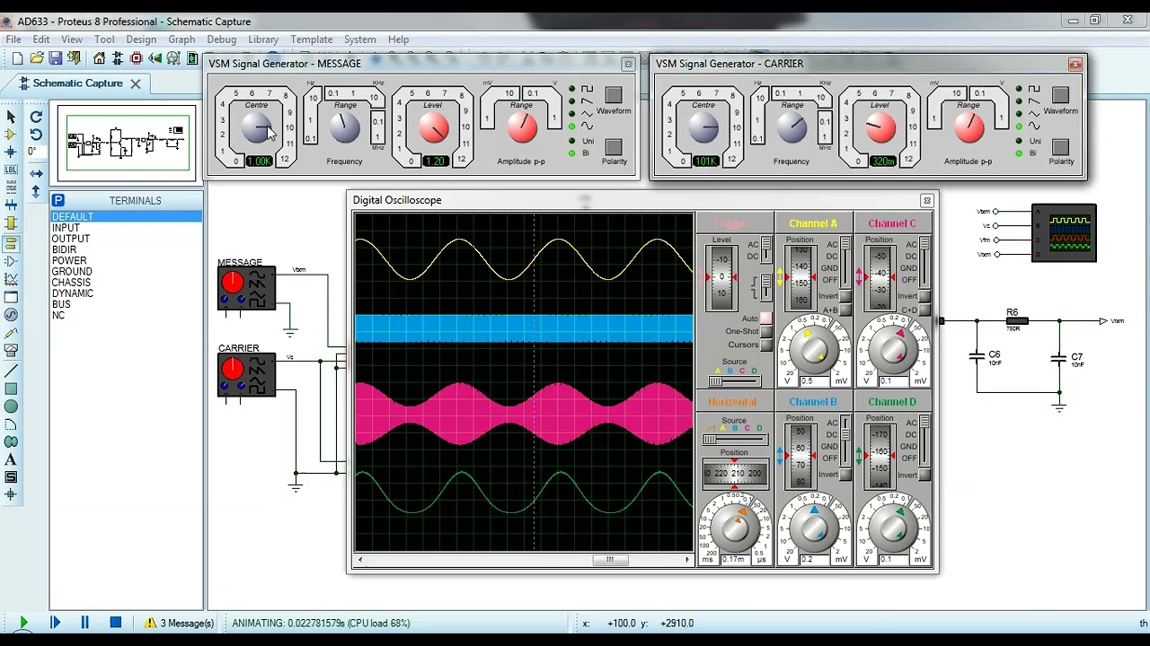 AM demodulation with AD633 as Square Law Detector