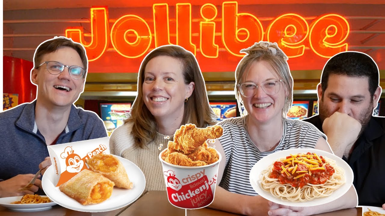 Canadian Parents Try Jollibee For the First Time! Ft  Jolly Spaghetti