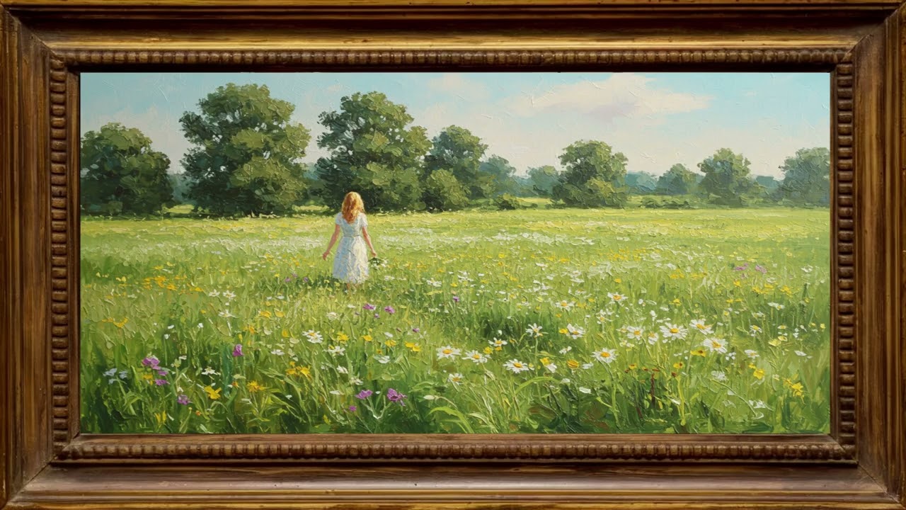 Countryside Flower Field Painting | Relaxing Nature TV Art Screensaver