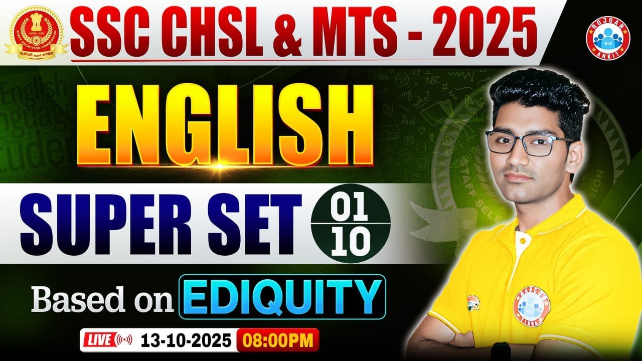 SSC MTS & CHSL 2025 | CHSL English Super Set 01 | SSC MTS English MCQs Based on Ediquity