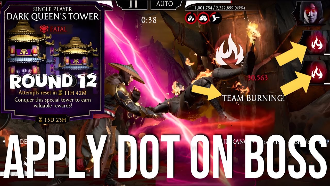 Apply DOT on Boss Match MK Mobile | Fatal Dark Queen Tower Battle 120, 140 & 160 Fight + Rewards