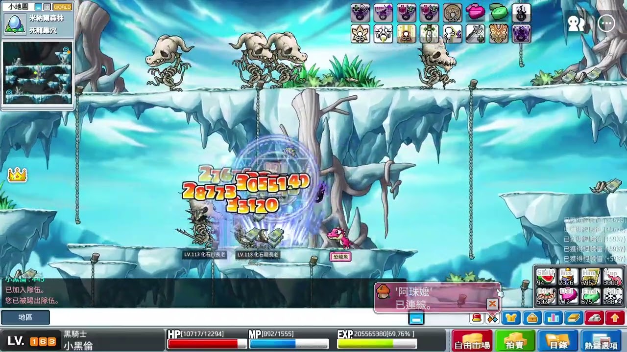 [楓之谷 Artale] 163等黑騎士 紫衝單刷骨龍 10分鐘255萬經驗 #artale  #maplestoryworlds