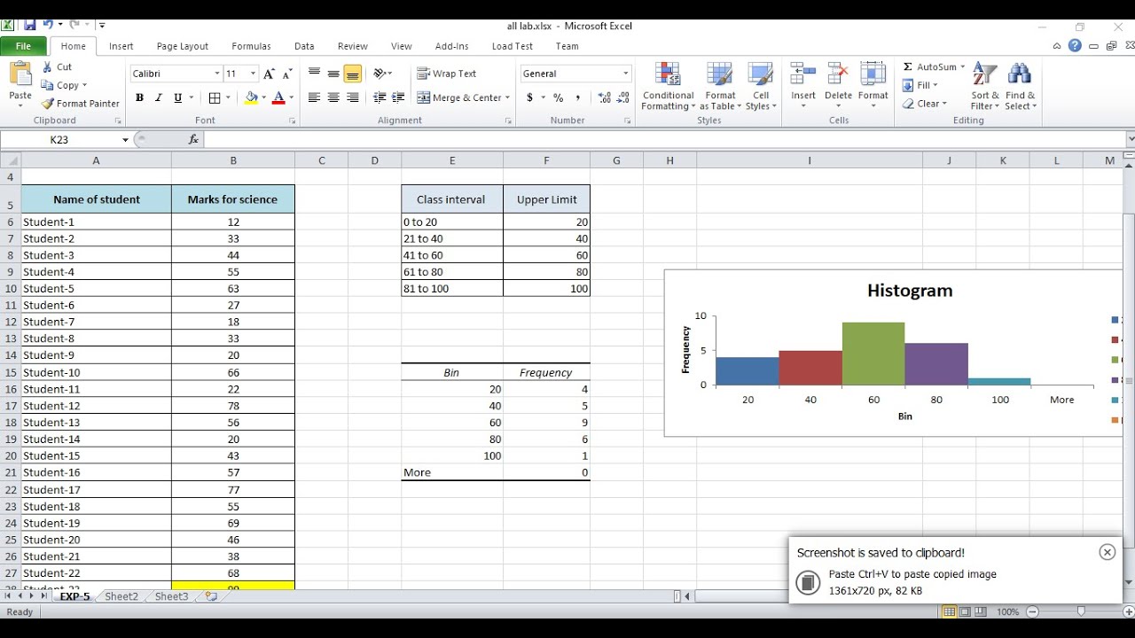 Frequency Distribution table -Histogram(Exp-5)