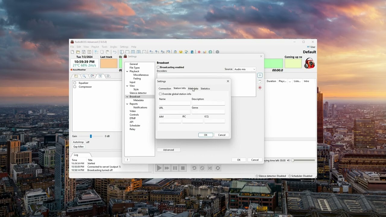 RadioBOSS - configure broadcasting