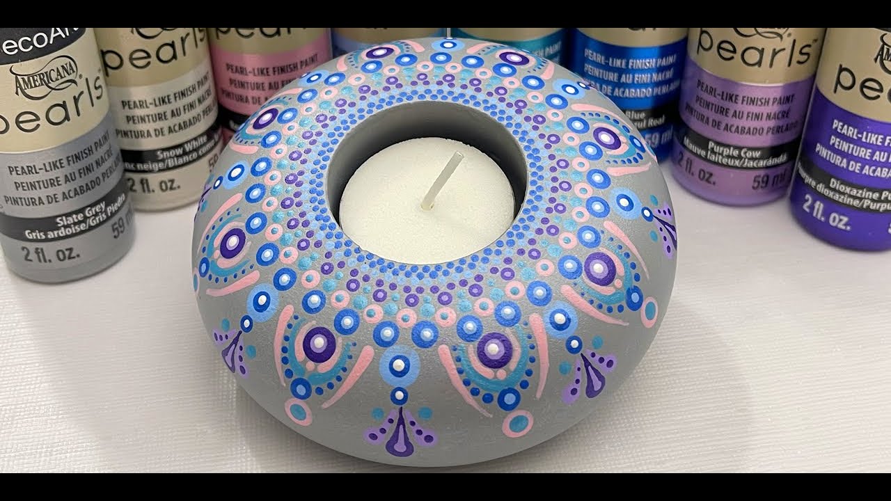 Create a quick and EASY Dot Mandala on a molded Tea light candle Holder - 389