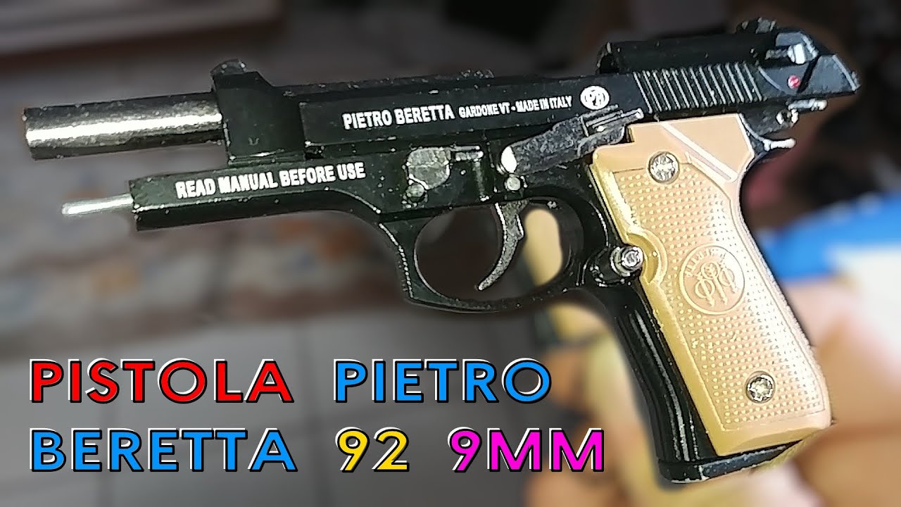 UNBOXING Pistola Pietro Beretta 92 9mm Full Metal Funcional Mini Arma Chaveiro MERCADO LIVRE