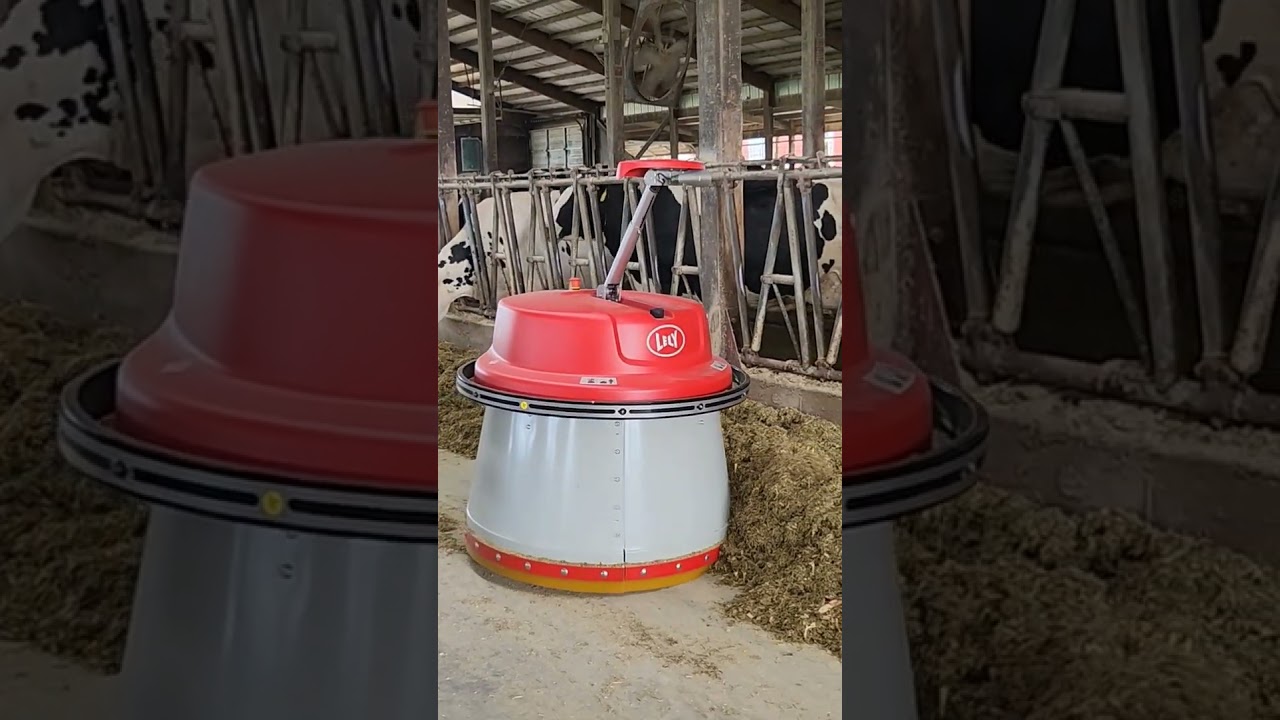 Lely Juno Feed Pusher #dairy #lely #cows #farming
