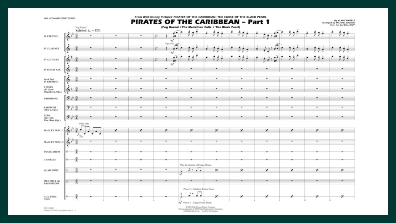 Pirates of the Caribbean - Part 1 by Badelt/arr. Brown