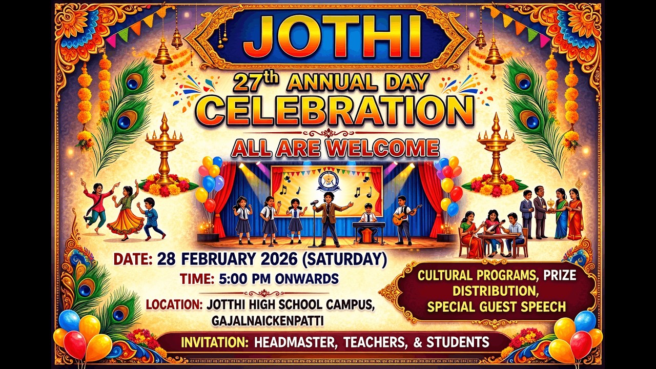 27th ANNUAL DAY JOTHI HIGH SCHOOL | GAJALNAICKANPATTI | 2025-2026