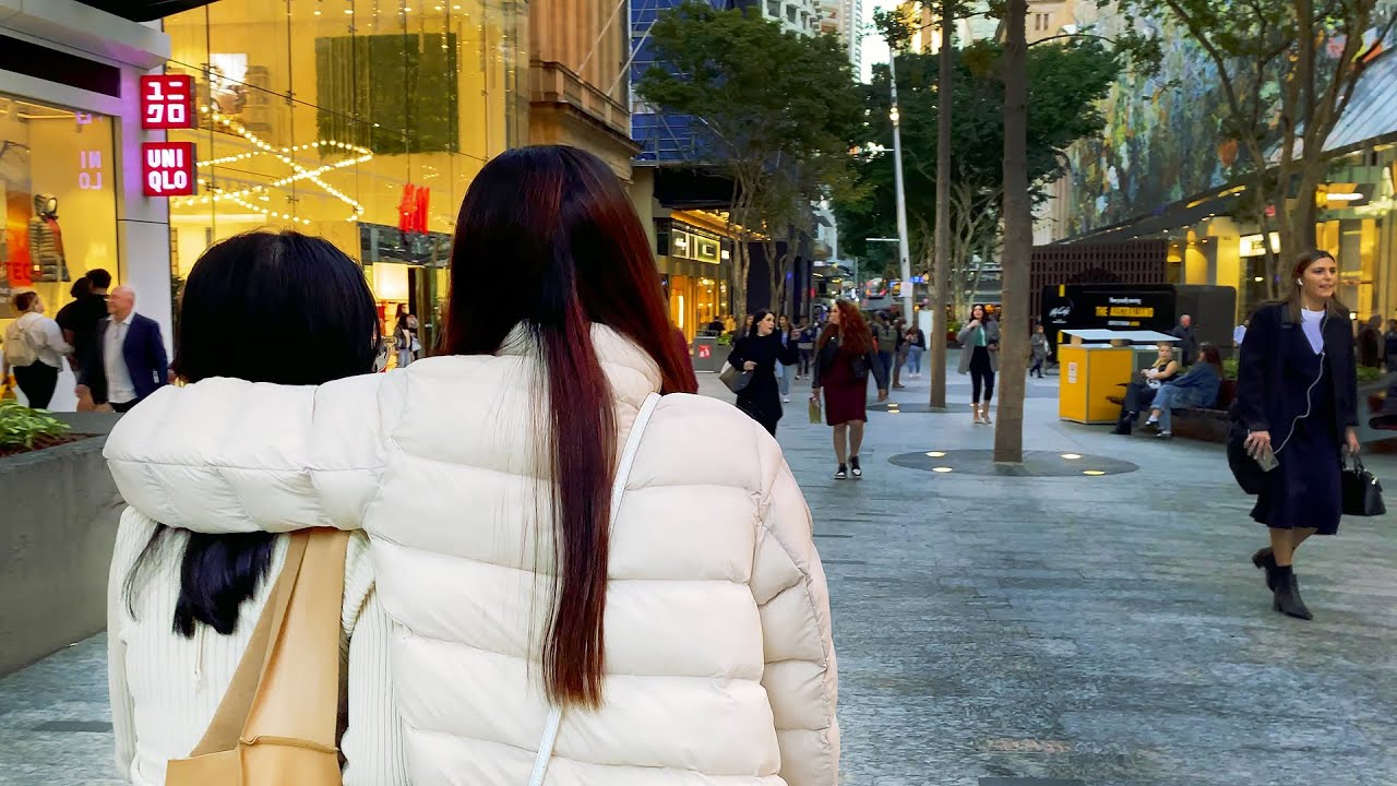 [4K] Brisbane, Australia, Evening city walk through Queen Street Mall and Adelaide Street 🌇🌒