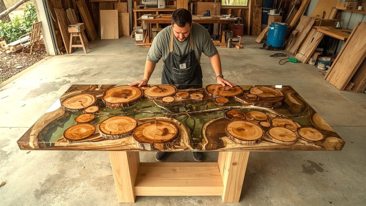 The Most Unique Dining Table I Have Ever Seen-The Perfect Combination Of Natural Wood And Epoxy Glue