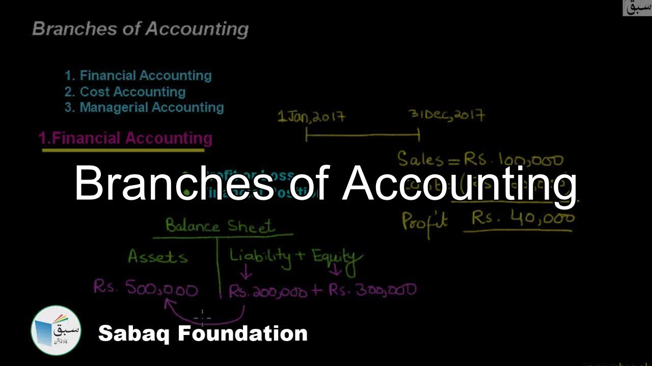Branches of Accounting, Accounting Lecture | Sabaq.pk