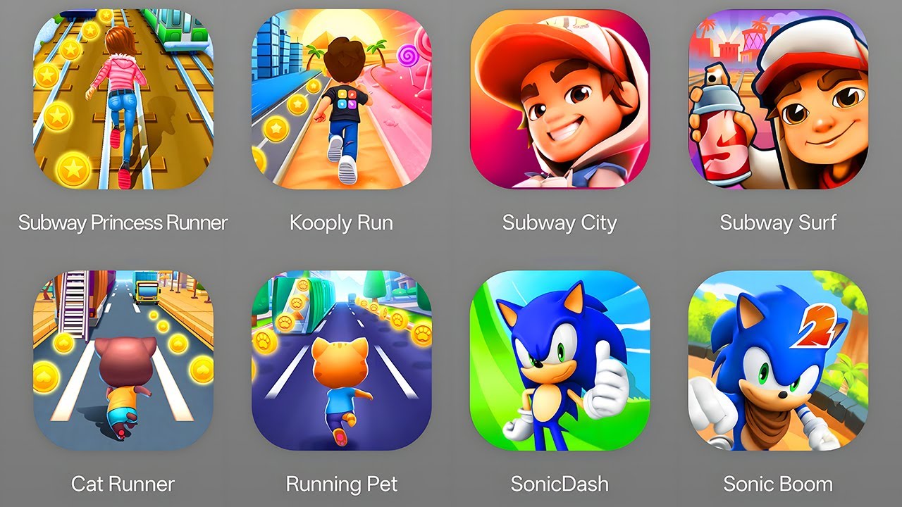 Subway Princess Runner, Kooply Run, Subway Surfers City, Cat Runner, Running Pet, Sonic Dash
