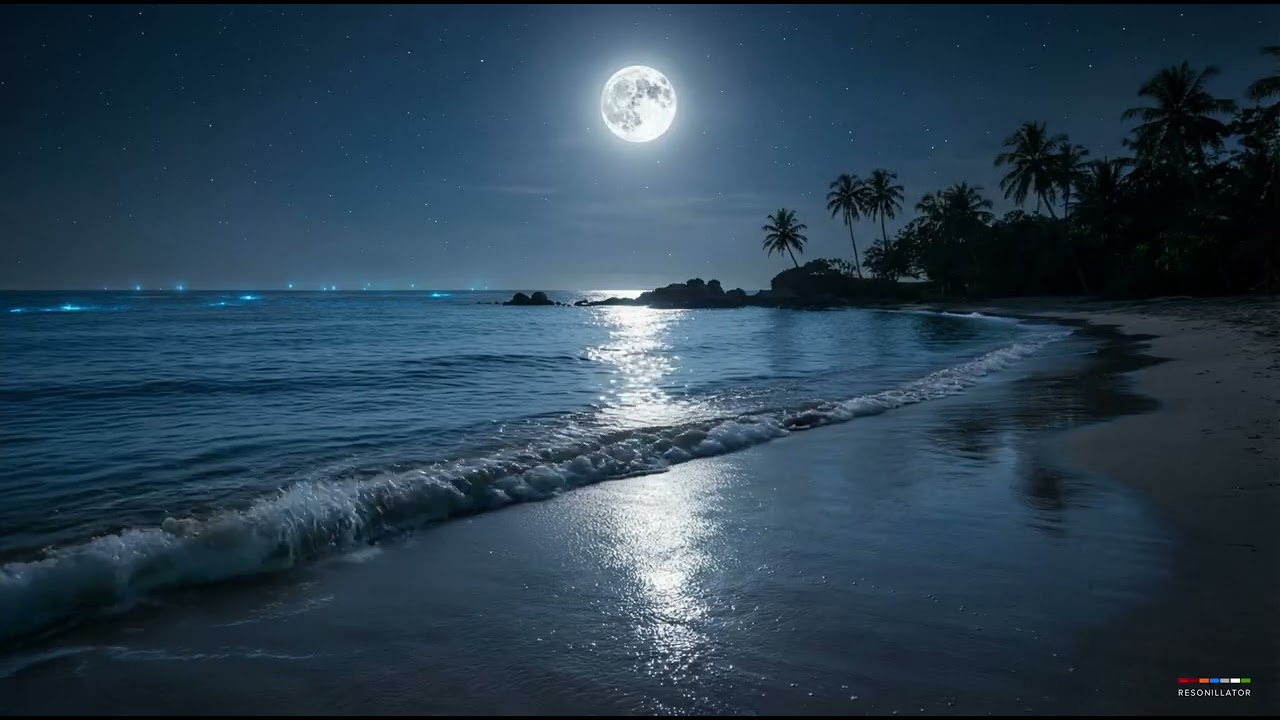 Night Beach Waves | 1 Hour of Gentle Ocean Sounds for Sleep