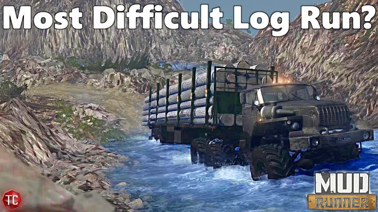 SpinTires MudRunner: MOST DIFFICULT LOGGING ROUTE!? HUGE CLIFFS!