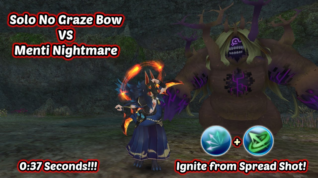Toram Online - Solo No Graze Bow VS Menti Nightmare (0:37)