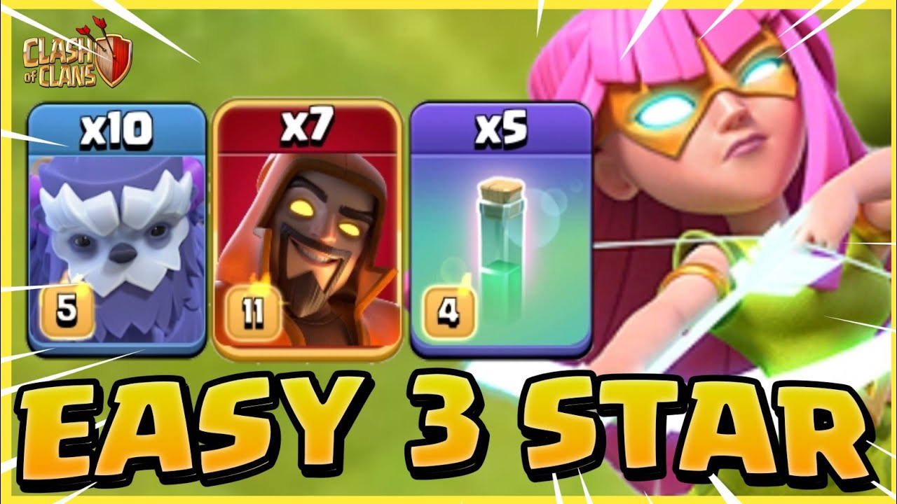 NEW EASY YETI Super Wizard + Super Archer Clone - BEST TH15 Attack Strategy
