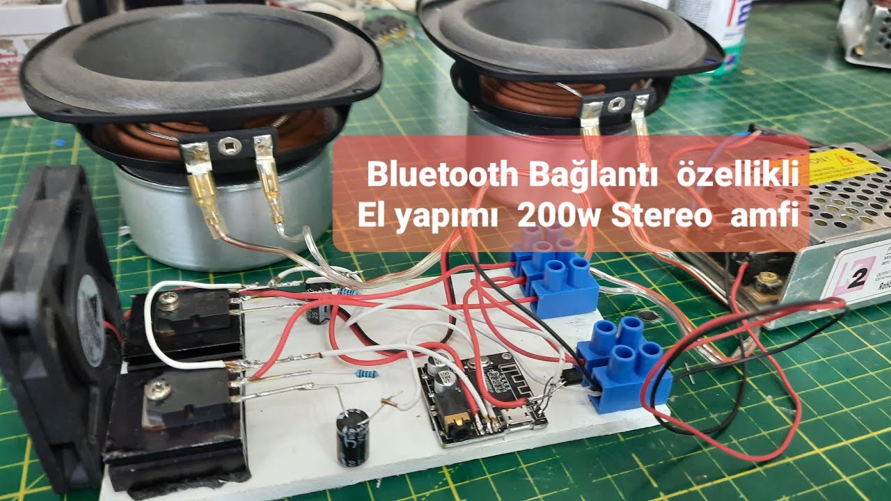 El yapımı bluetooth BAĞLANTI özellikli stereo amfi devresi 200 watt