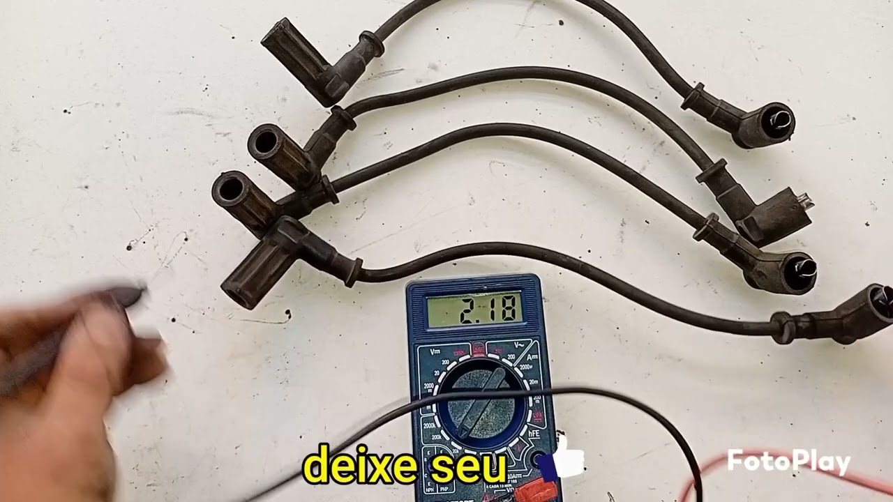 Teste de resistência e continuidade dos cabos de velas com multímetro #mecanica #eletrica #oficina