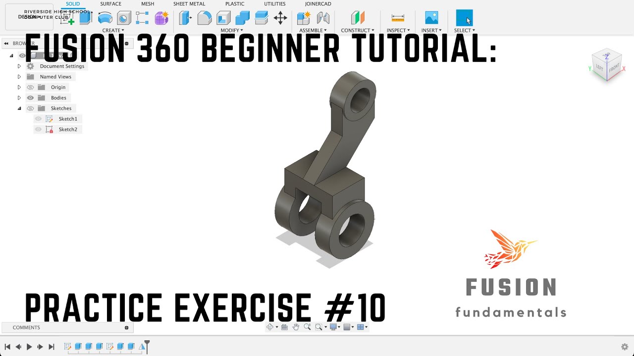 Fusion 360 beginner tutorial: Practice Exercise #10