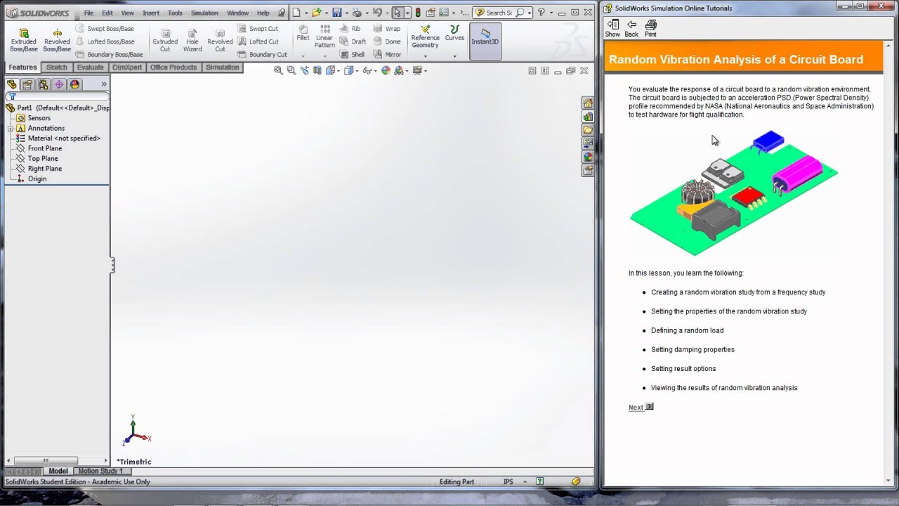 Frequency and Vibration Help Using SolidWorks