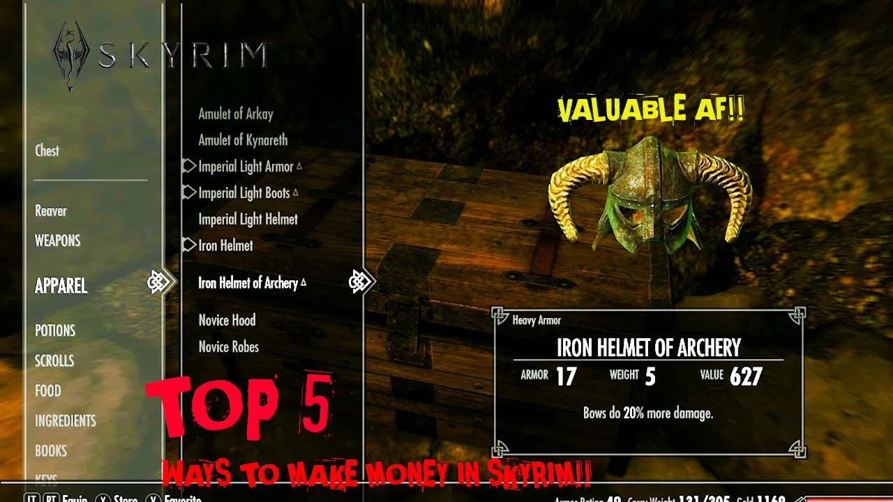 TOP 5 Ways To Make Quick Money in Skyrim!! (How-To Guide)